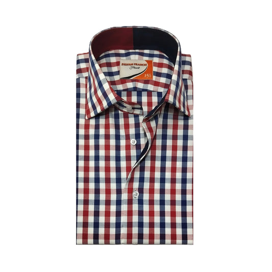 Royal Red & Navy Breeze Checks Shirt - RnB1002