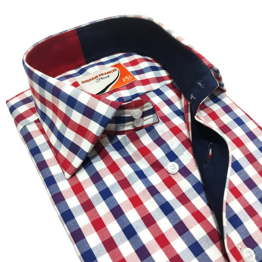 Royal Red & Navy Breeze Checks Shirt - RnB1002