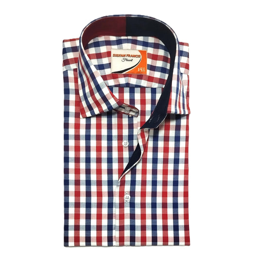 Royal Red & Navy Breeze Checks Shirt - RnB1002